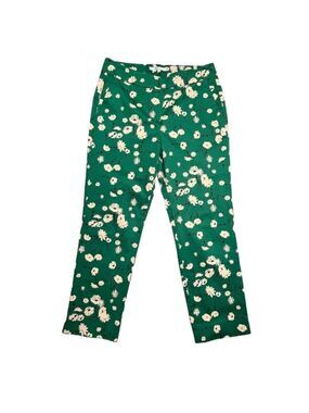 Boden 8 petite high rise green floral trousers